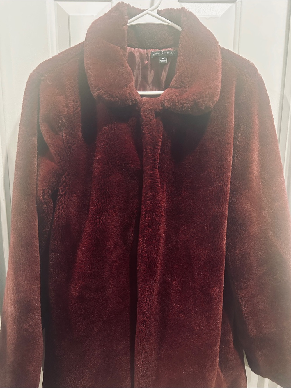 Signature Studio Wine Faux Fur Teddy Jacket - Picture 2 of 10